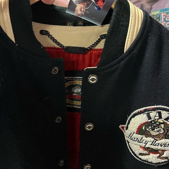 Harley Davidson Taz Motorcycle Leather Letterman Jacket Sz XL 1950 FL Vintage - Picture 5 of 9